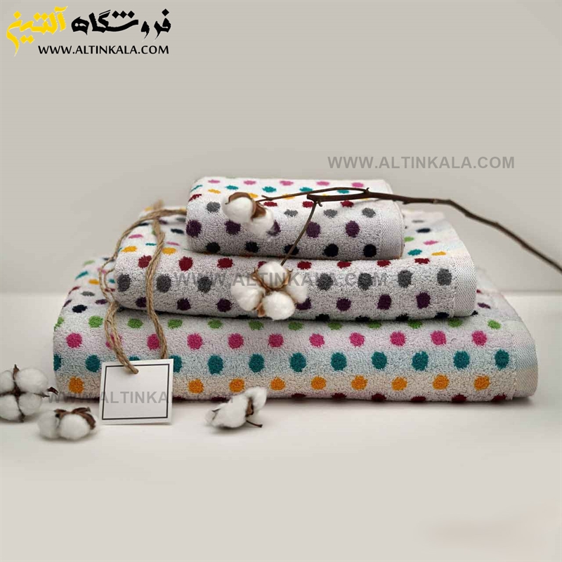 حوله استخری برق لامع طرح المپیا سفید سایز 70×140