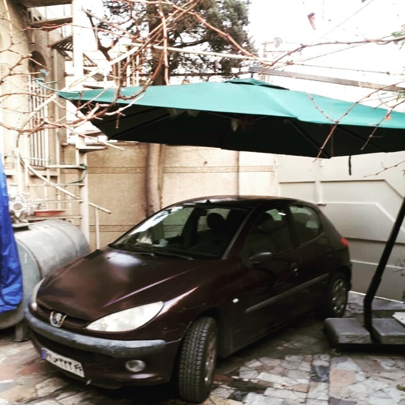 سایبان چهار متری  با پایه بتنی پارچه نانو ضد آب رنگبندی متنوع