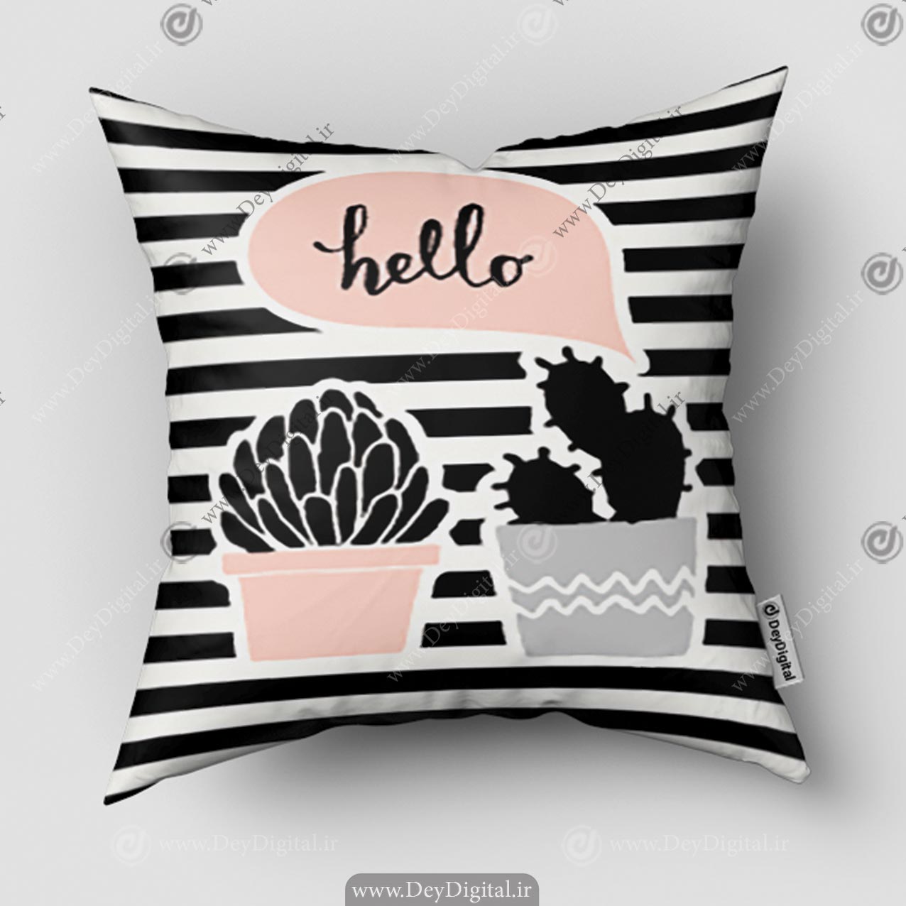 کوسن چاپی طرح کاکتوس زمینه راه راه SM-10502