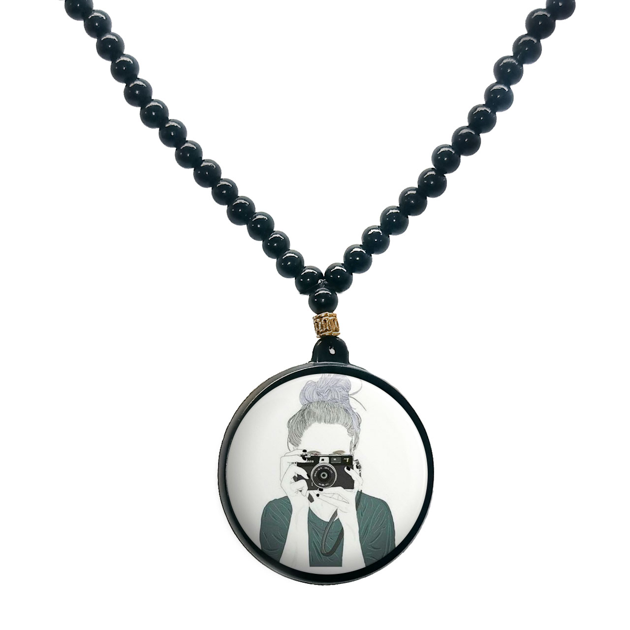 گردنبند پرمانه طرح عکاس کد pmd.5223مدل دو طرفه