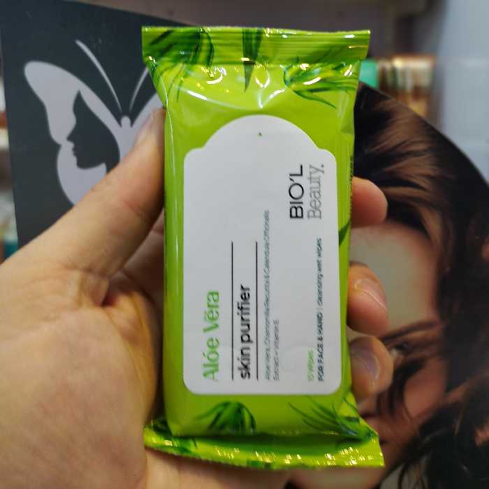 دستمال مرطوب ضدباکتری بیول  پاک کننده دست و صورت مدل روشن کننده 10 برگی