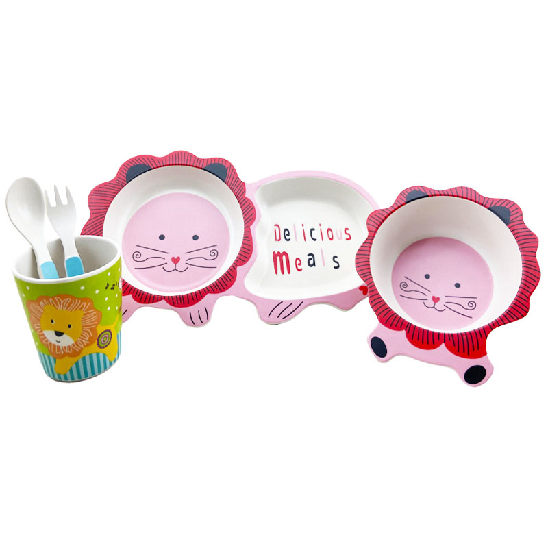 سرویس غذاخوری پنج تکه طرح شیر بامبو Bamboo fiber