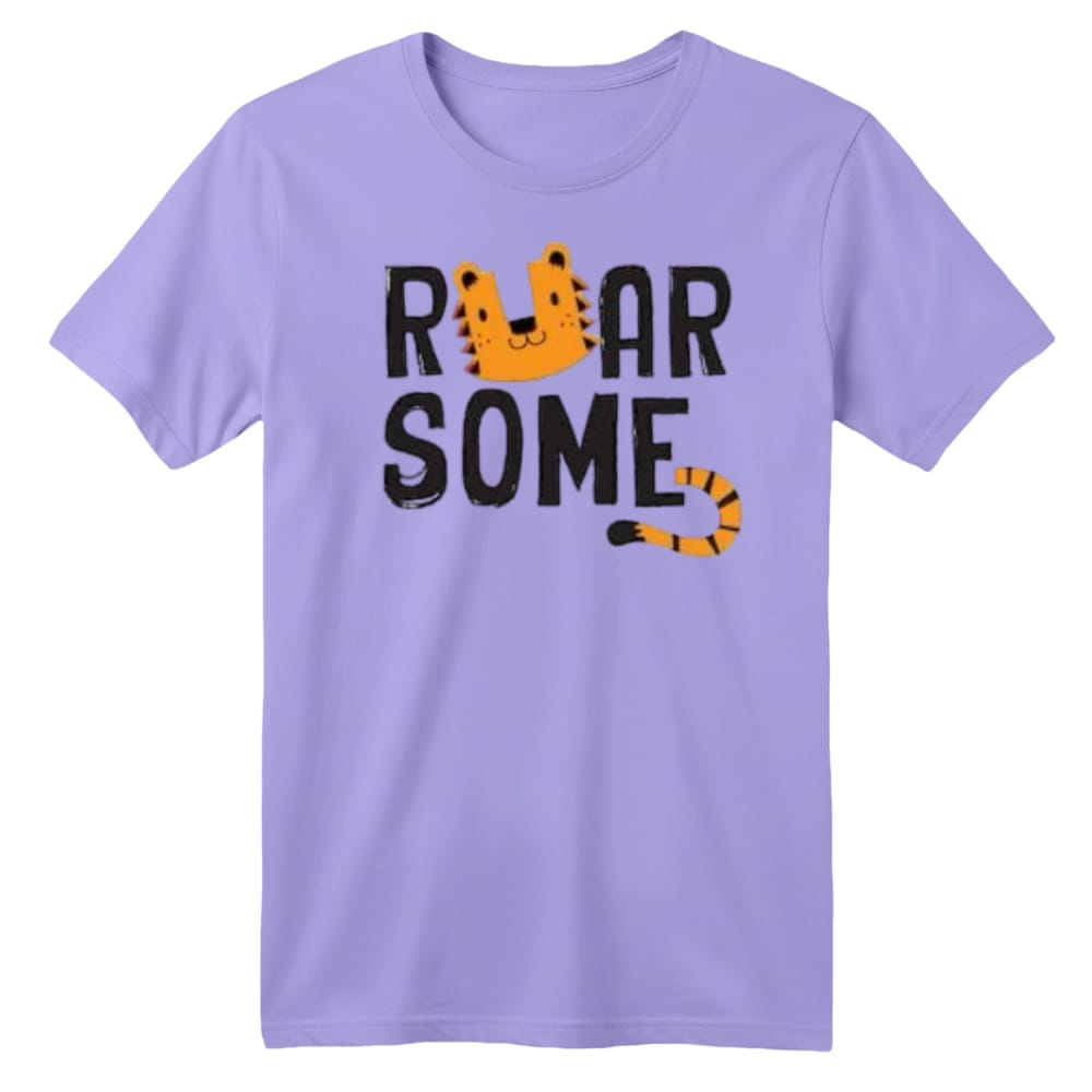 تی شرت آستین کوتاه بچگانه مدل ببر کد 23 رنگ یاسی