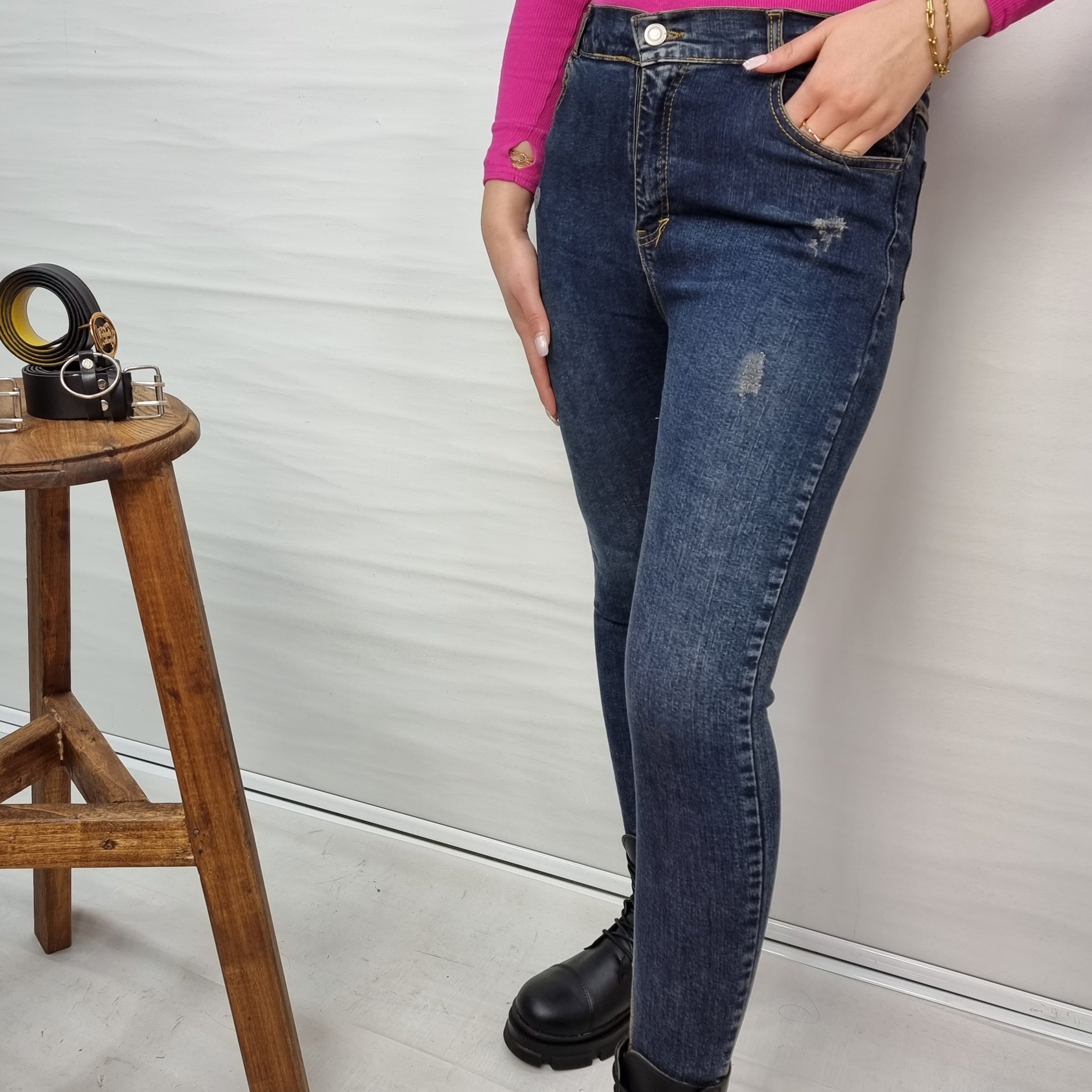 شلوارجین جذب اسکینی قد 90 آبی و گازوئیلی