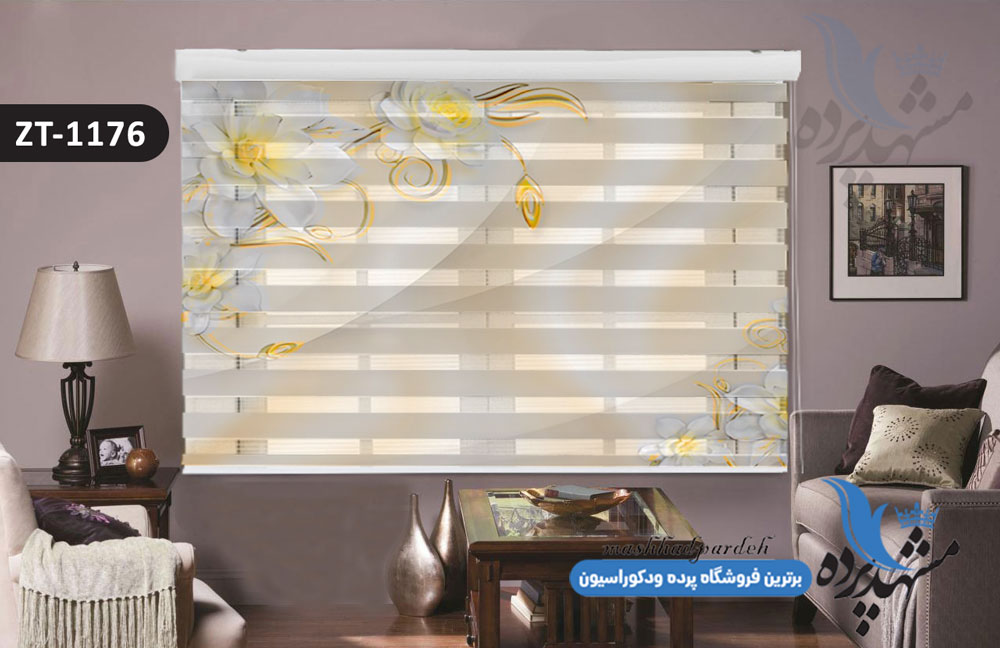 پرده زبرا تصویری چاپی طرح گل فانتزی کد ZT1176