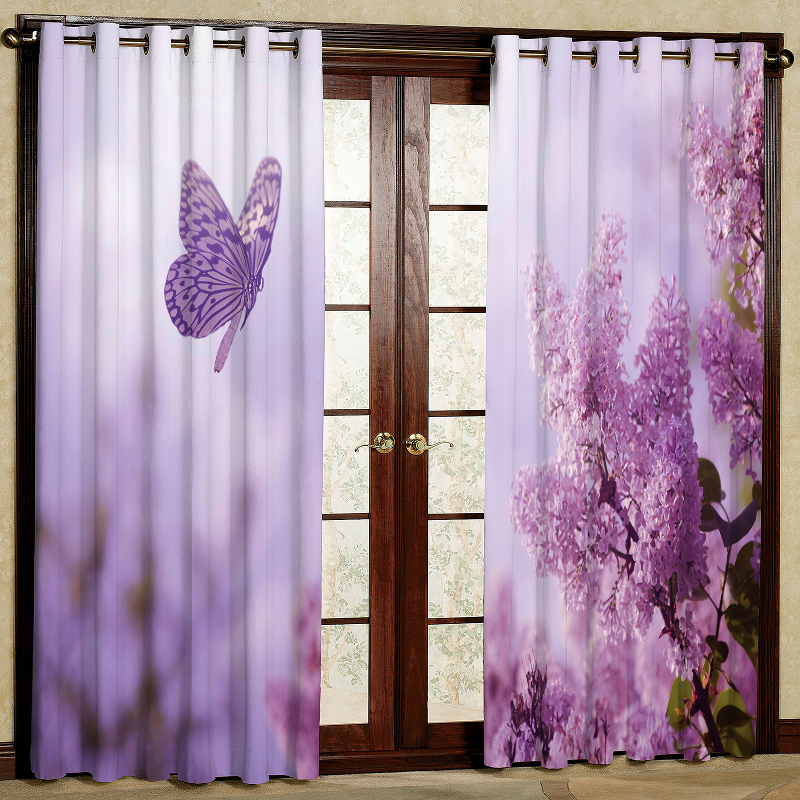  پرده مدل هازان طرح گل درشت و پروانه  سایز 280x140 سانتی متر