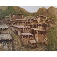 تابلو نقاشي اکریلیک طرح روستا کد 03