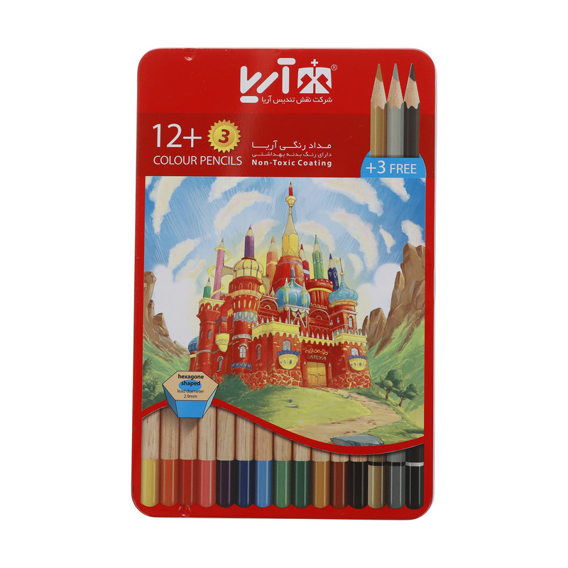مداد رنگی 15 رنگ آریا مدل قصر کد 3021 | چاوه