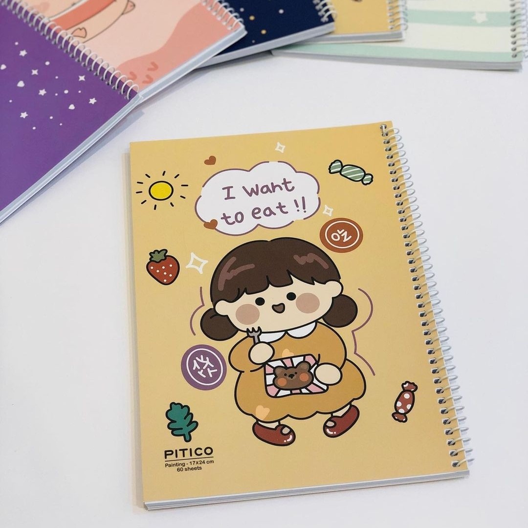 دفتر نقاشی سیمی 60 برگ در طرحهای کارتونی و فانتزی 