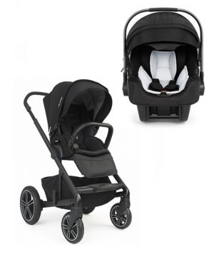 کالسکه کریر  نونا میکس جدید رنگ مشکی با گارد و دسته مشکی کالسکه نونا میکس  nuna mixx caviar