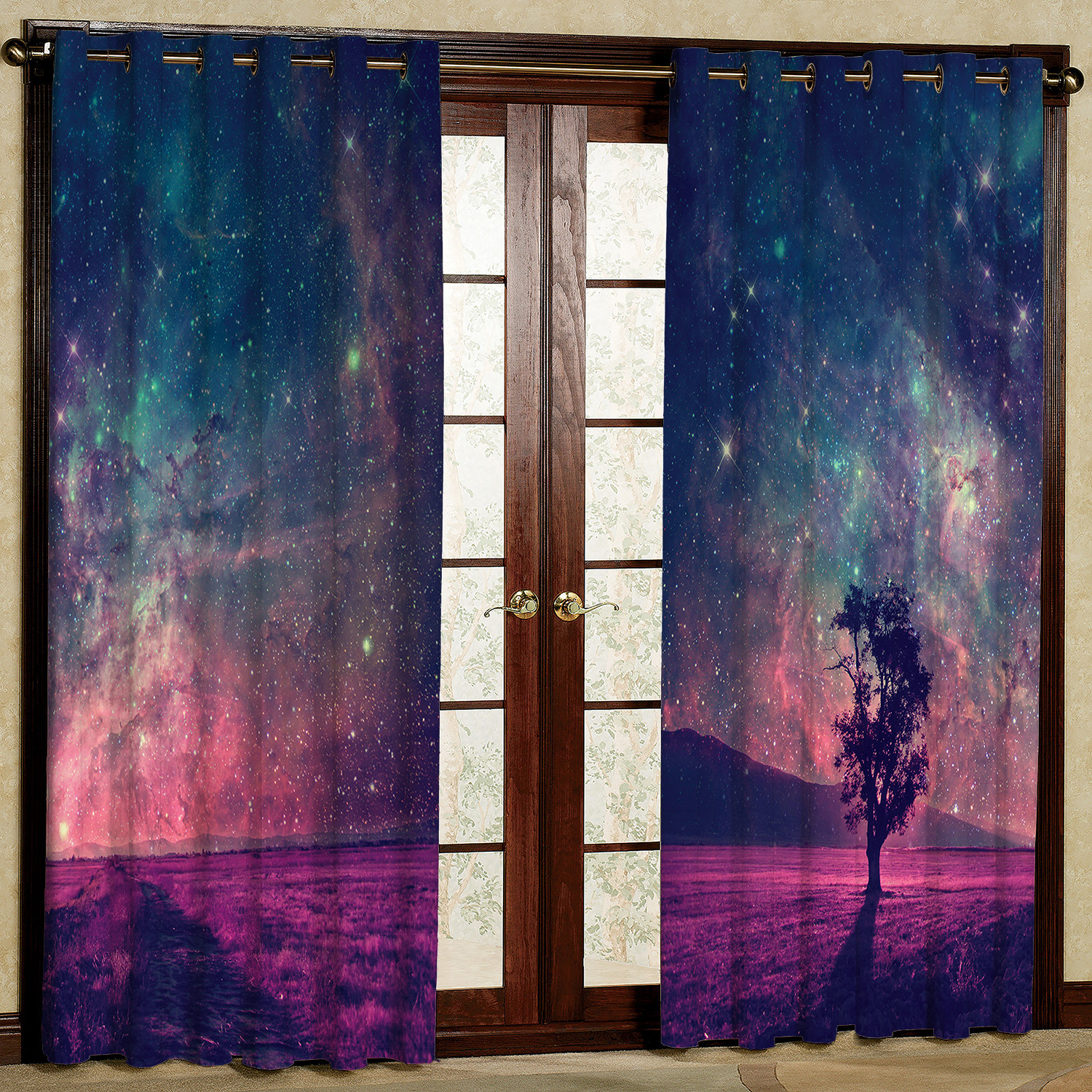 پرده مدل منظره مخمل پانچی کد 2243 سایز 200x140 سانتی متر