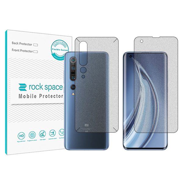 گلس صفحه نمایش و پشت گوشی شیائومی Mi 10 Pro مدل نانو هیدروژل مات برند راک اسپیس کد SS