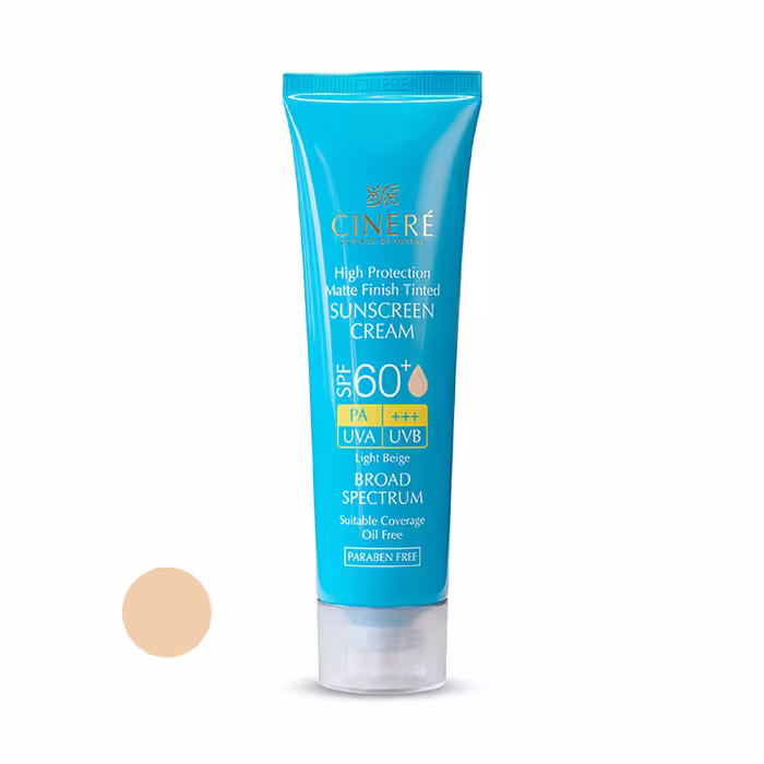 کرم ضد آفتاب رنگی سینره  SPF60 مدل 8411 مناسب پوست های چرب حجم 50 میلی لیتر