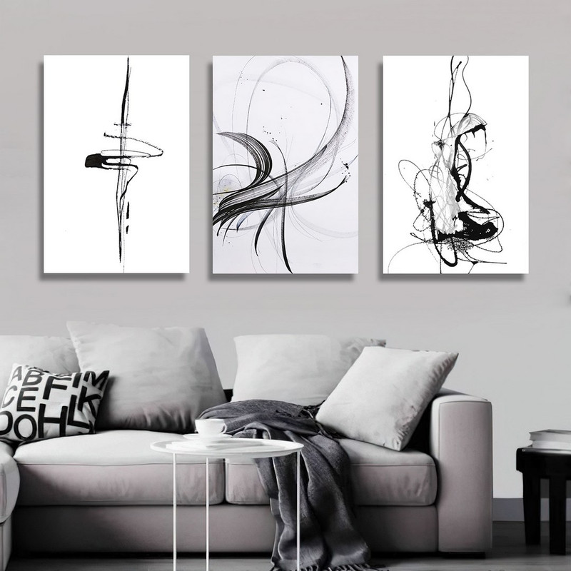 تابلو شاسی دنیای قابطرح نقاشی دکوری مدرن سبک آبستره مدل SH-1482  مجموعه 3 عددی | دنیای قاب