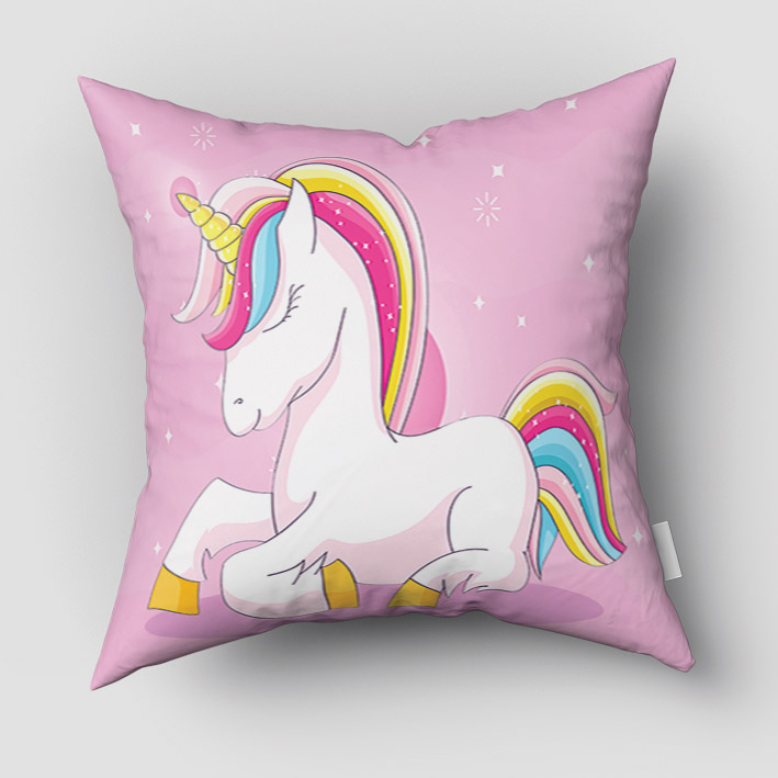 کوسن چاپی طرح یونیکورن سفید pk-2676A