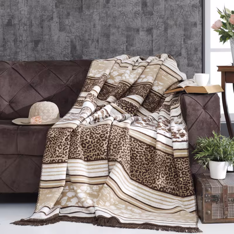 پتو ازدیلک مدل Pardus Bej سایز 180x220 سانتی متر