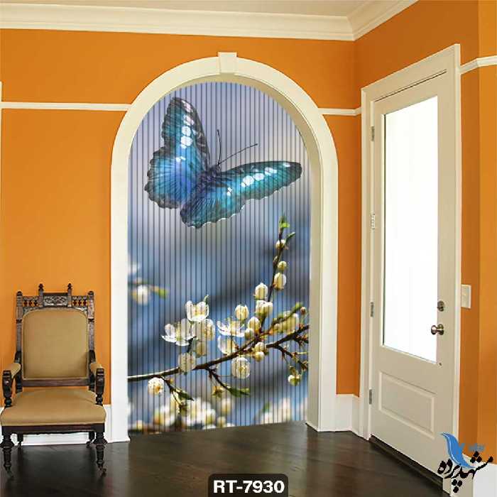 پرده شرشره تصویری طرح پروانه RT7930