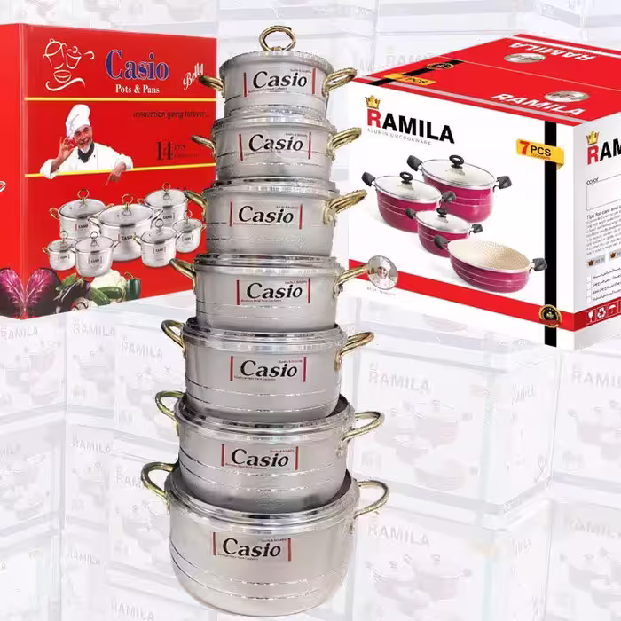 سرویس قابلمه 14 پارچه کاسیو - خرید و قیمت تولیدی سرویس قابلمه 14 پارچه کاسیو -aluminium cookware factory