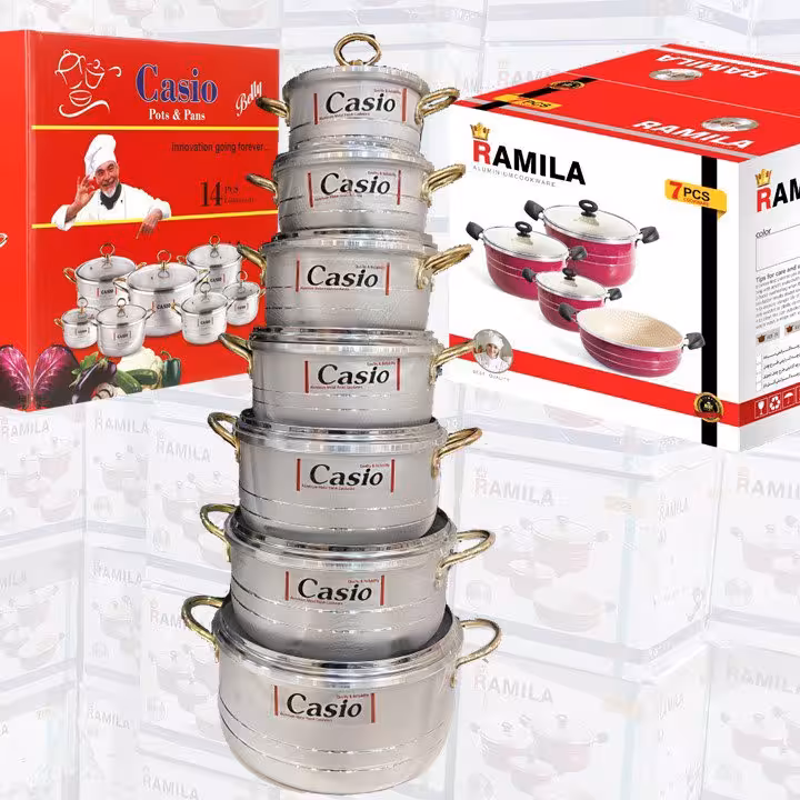 سرویس قابلمه 14 پارچه کاسیو - خرید و قیمت تولیدی سرویس قابلمه 14 پارچه کاسیو -aluminium cookware factory