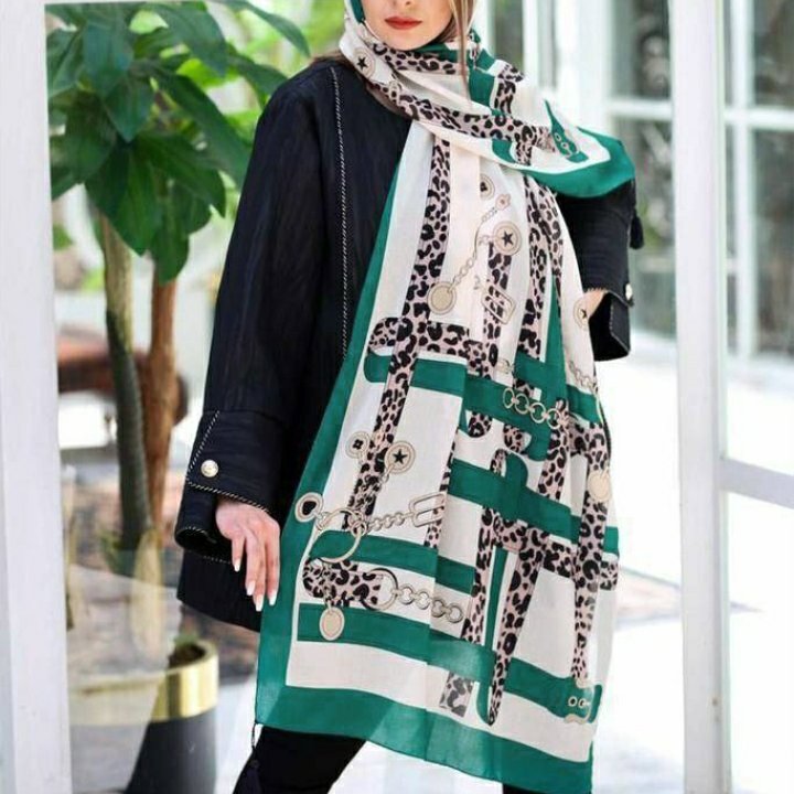 شال نخی ترند سبز منگوله دار