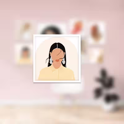 تابلو بکلیت طرح نقاشی مینیمال پرتره مدل W-682 مجموعه 7 عددی