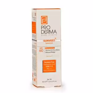 کرم ضد آفتاب پرودرما بژ طبیعی SPF 60 برای پوست  نرمال