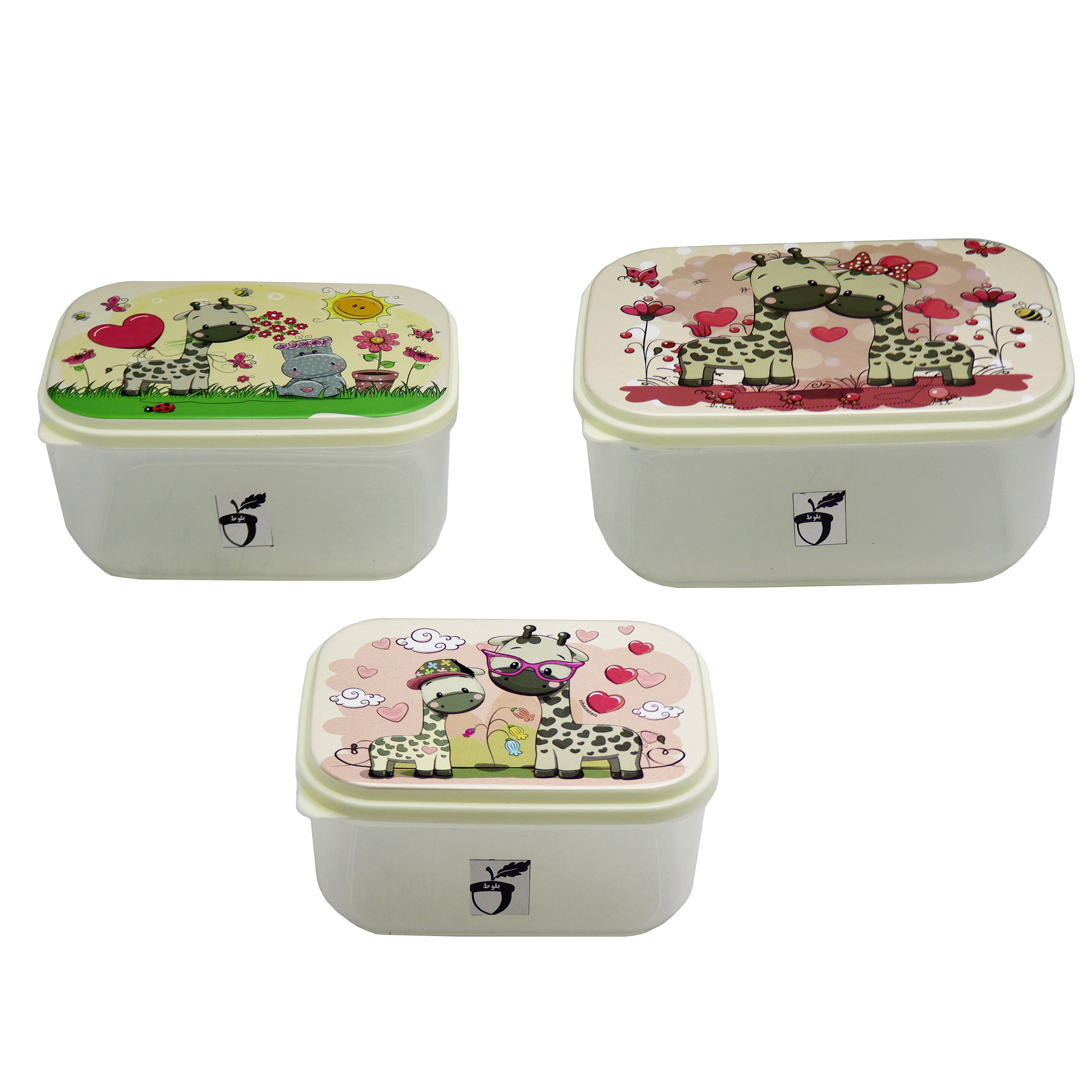 ظرف نگهدارنده مدل بلوط طرح زرافه کد YP-MOSTATIL03 مجموعه 3 عددی