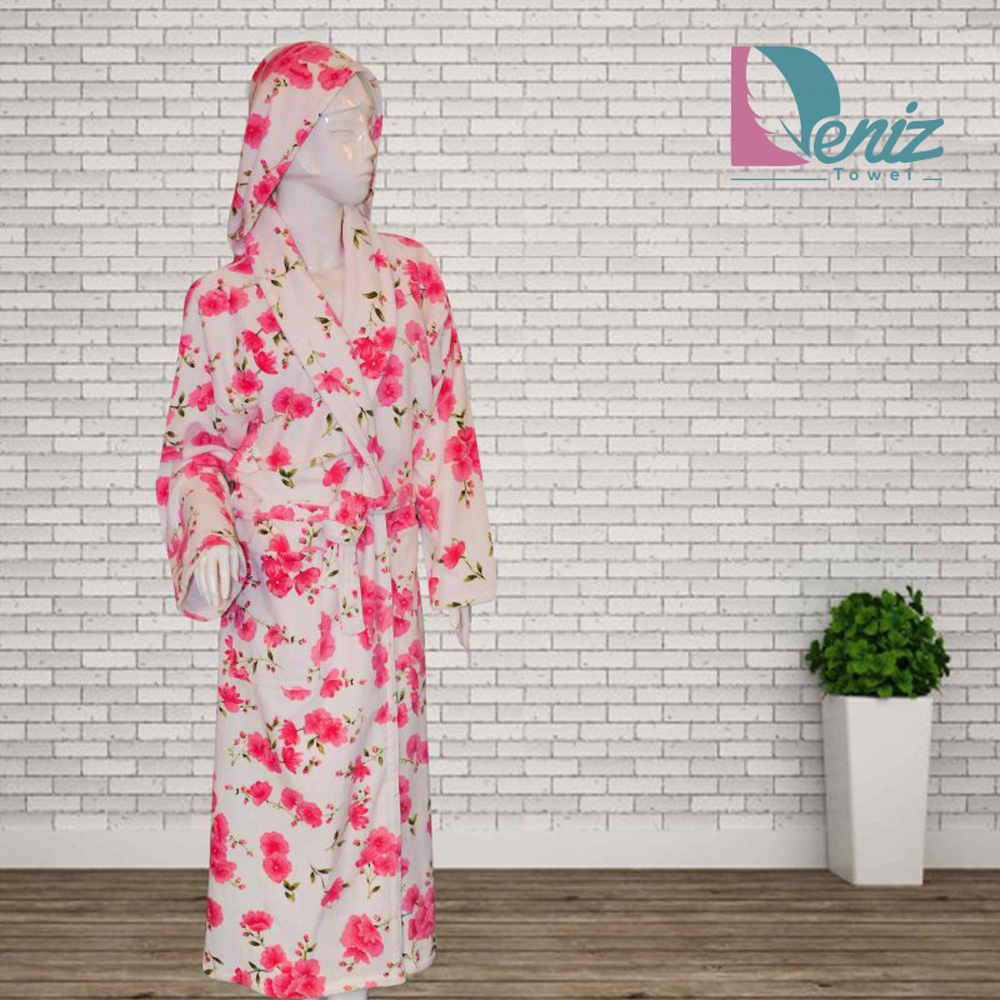 حوله تن پوش گلدار طرح سارا رنگ صورتی