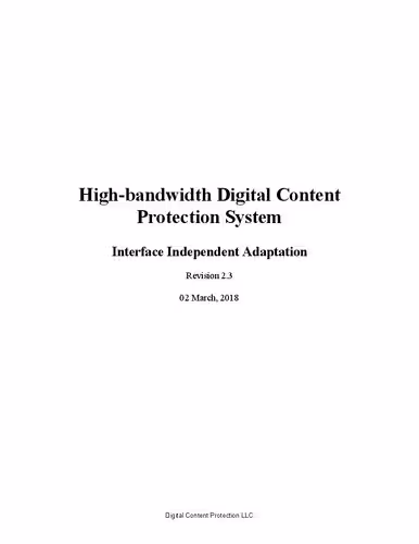 خرید و دانلود نسخه کامل کتاب High-bandwidth Digital Content Protection System: Interface Independent Adaptation: Revision 2.3