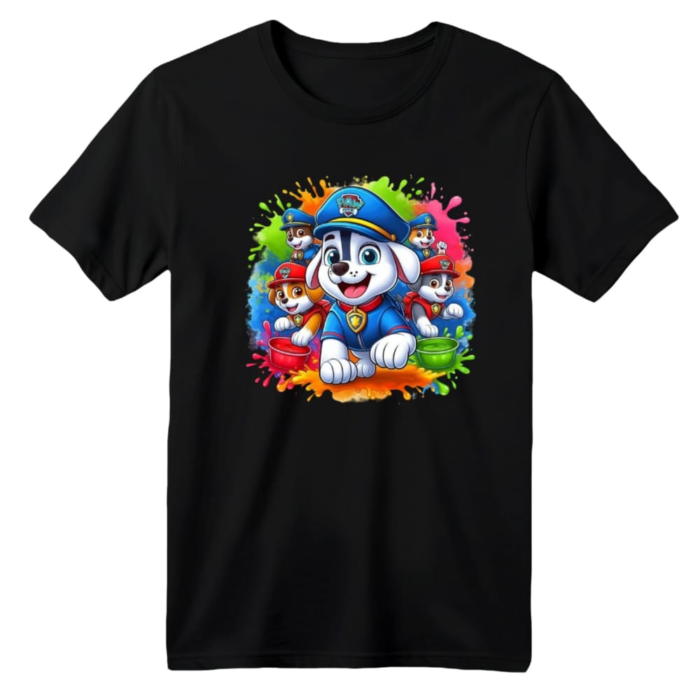 تی شرت آستین کوتاه بچگانه مدل سگ های نگهبان رنگ مشکی