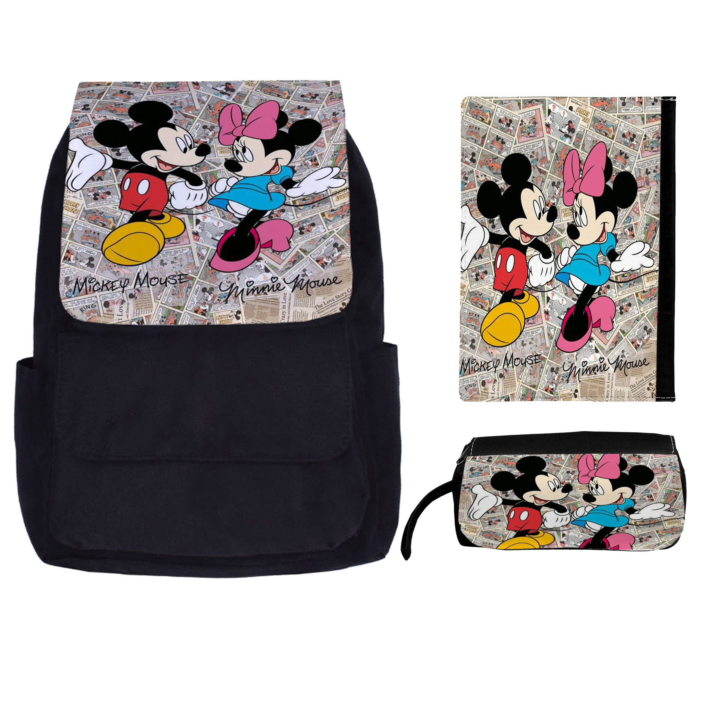 کوله پشتی طرح میکی موس کد kkj 65 به همراه جامدادی و کلاسور 