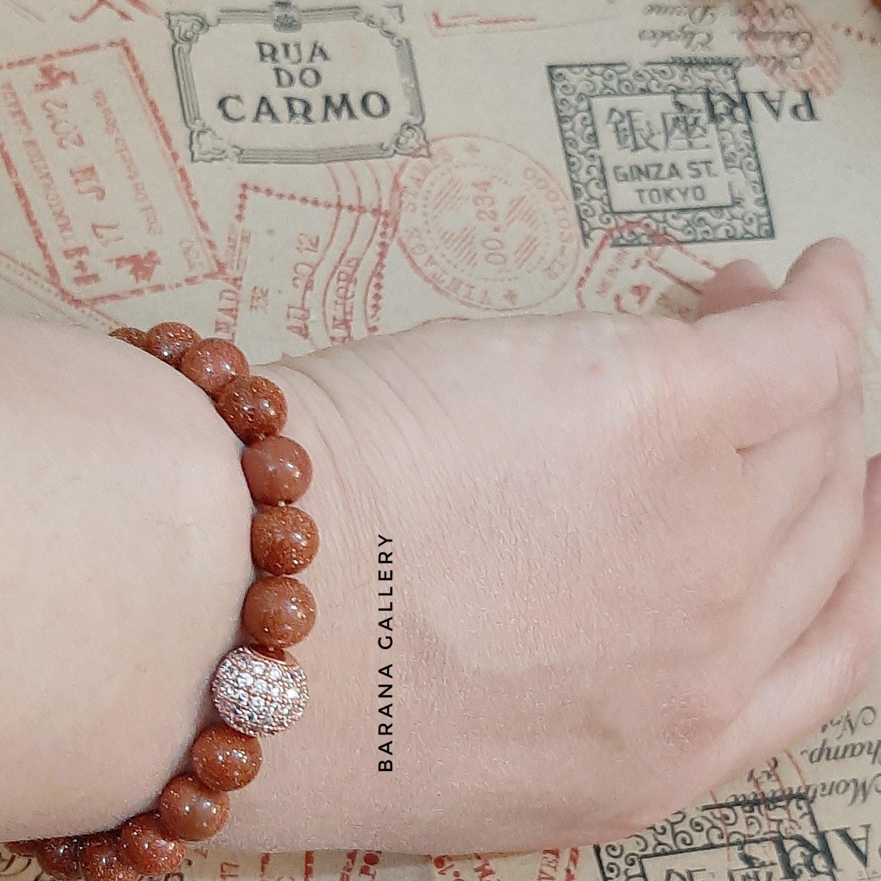 دستبند سنگ دلربا و گوی سواروسکی