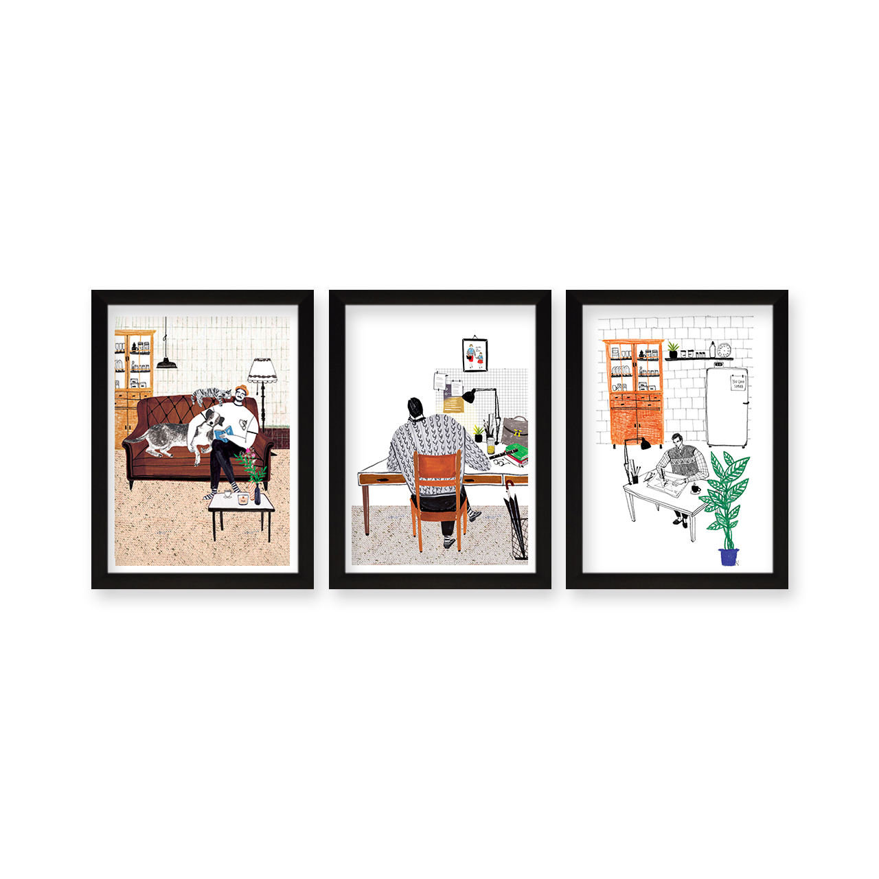 تابلو هیلما گالری کد HAP1791 BLACK مجموعه 3 عددی