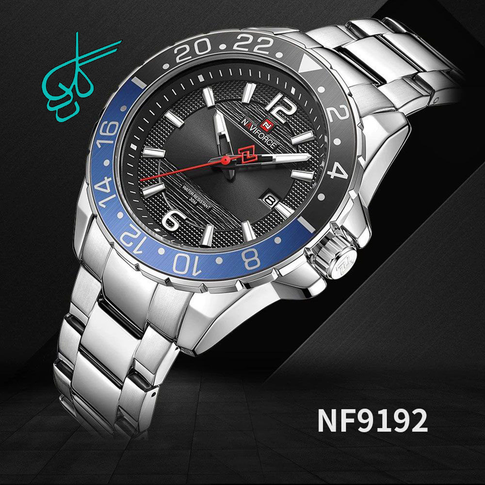 خرید ساعت مردانه فلزی نیوی فورس کد 9192 موتور ژاپن ضدآب جنس بند استیل دارای روز شمار صفحه چرخشی کیفیت عالی همراه با جعبه و پاکت اصلی کد 1920956 - ردگل