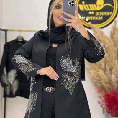 مانتو مجلسی کرپ مدل مزونی کار شده