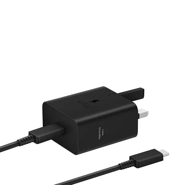 شارژر دیواری سامسونگ 3 پین مدل EP-T4511XBEGGB توان 45 وات با کابل دو سر تایپ سی