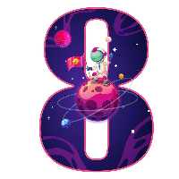 استند رومیزی تولد مدل عدد 8 طرح .فضانورد کد 1038