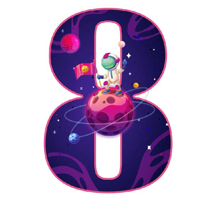 استند رومیزی تولد مدل عدد 8 طرح .فضانورد کد 1038