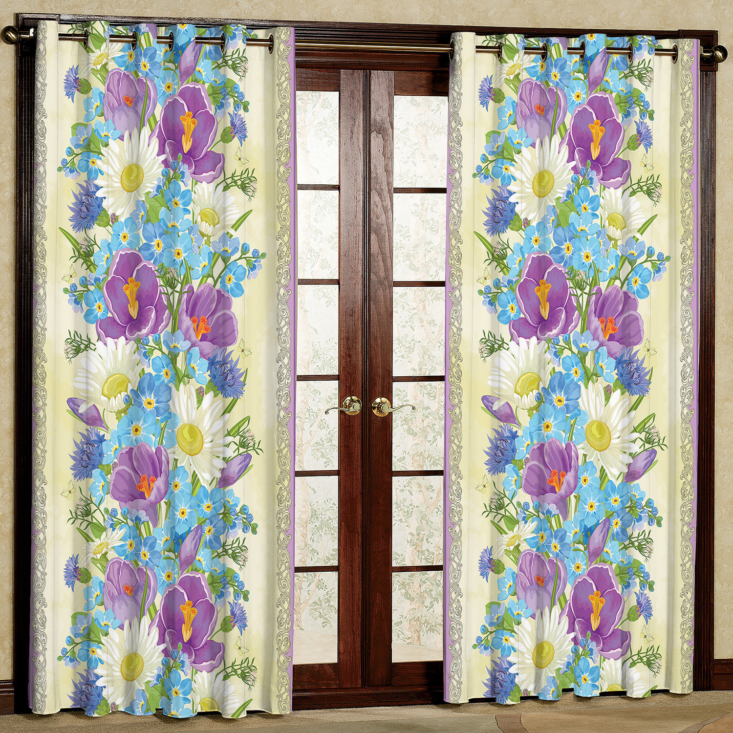 پرده مدل گل دار مخمل پانچی کد 418 سایز 140x280 سانتی متر