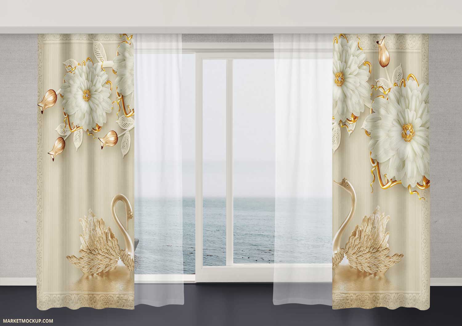 پرده گل تزئینی