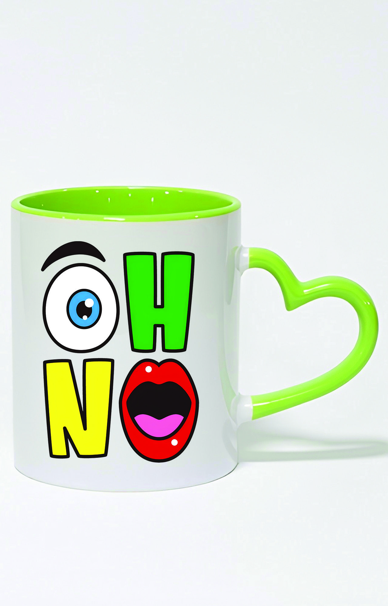 ماگ دسته قلبی رنگی طرح oh no کد 3361