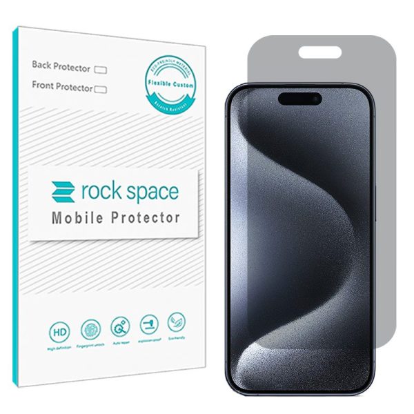 گلس iPhone 15 Pro مدل نانو هیدروژل پرایوسی برند راک اسپیس کد S