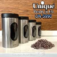 بانکه حبوبات استیل پنجره دار 4 سایز کد UN_5990