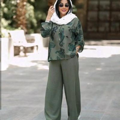 پیراهن و شلوار زنانه نخ پنبه مدل کژال شومیز فلور شلوار لنین