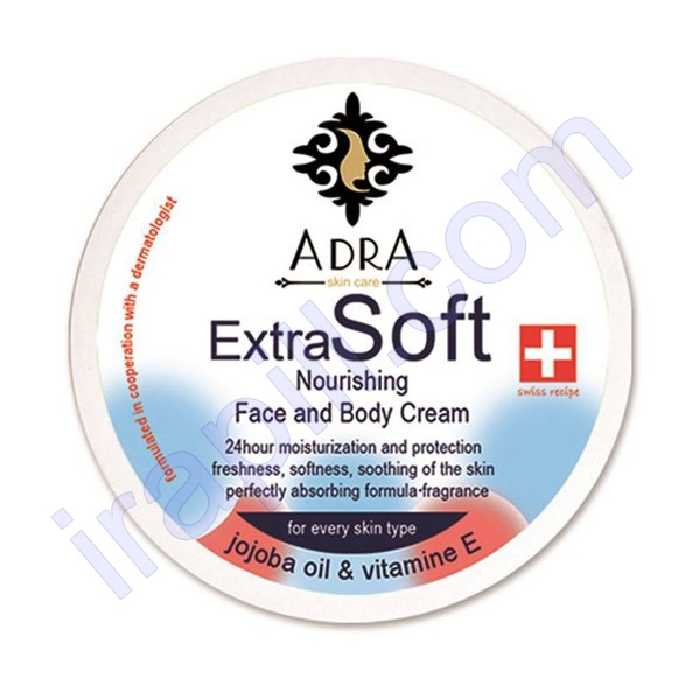 کرم کاسه ای دست و صورت آدرا حاوی روغن جوجوبا 200 میلی لیتر