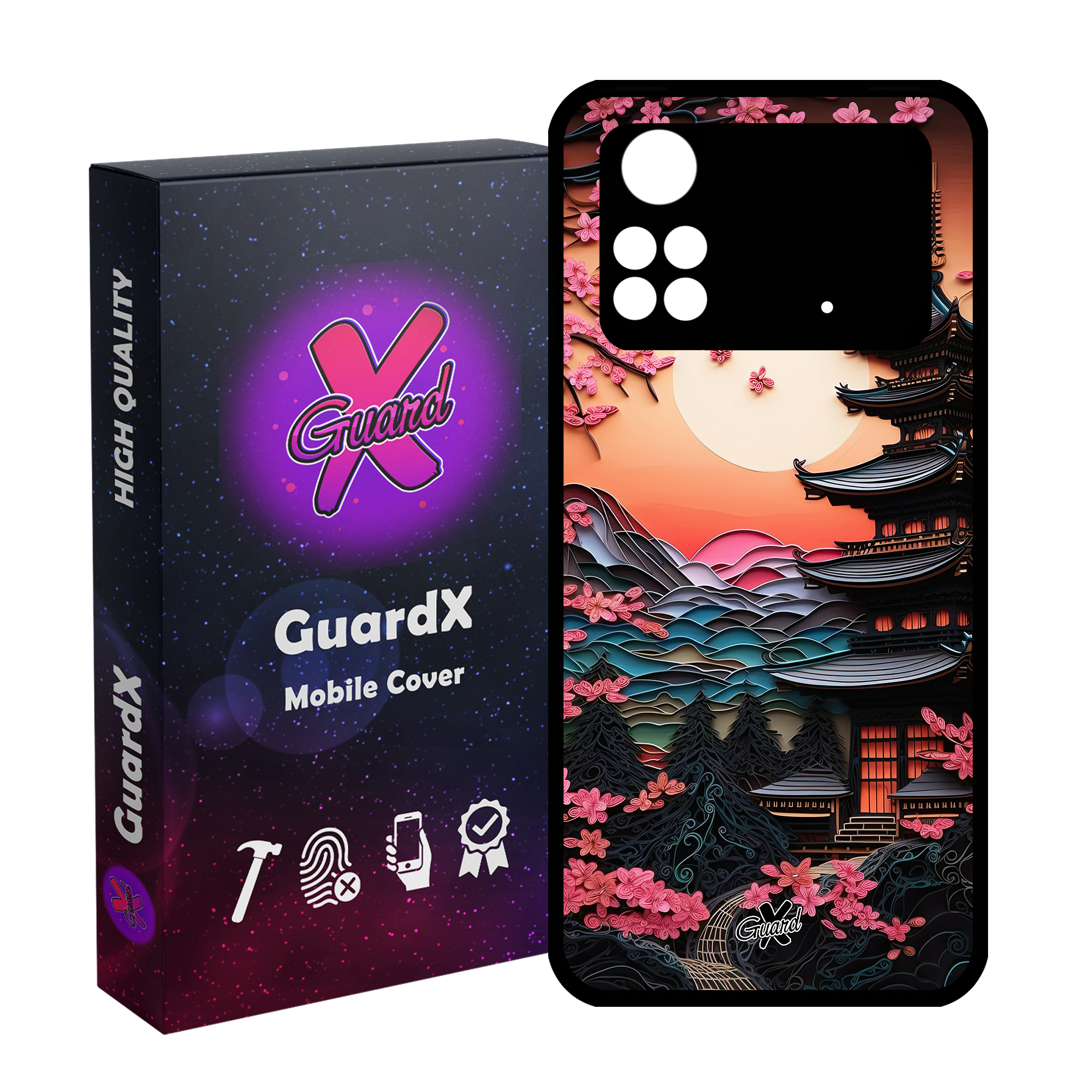 کاور گارد ایکس طرح معبد ژاپن مدل Glass10582 مناسب برای گوشی موبایل شیائومی Poco M4 Pro 4G