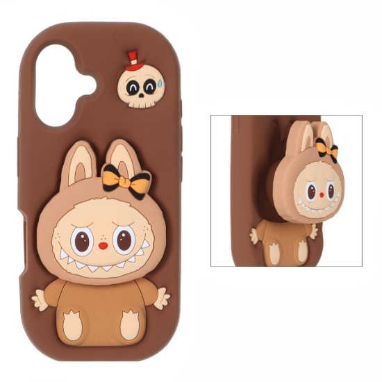 قاب گوشی مویایل سیلیکونی مدل Labubu استند شو