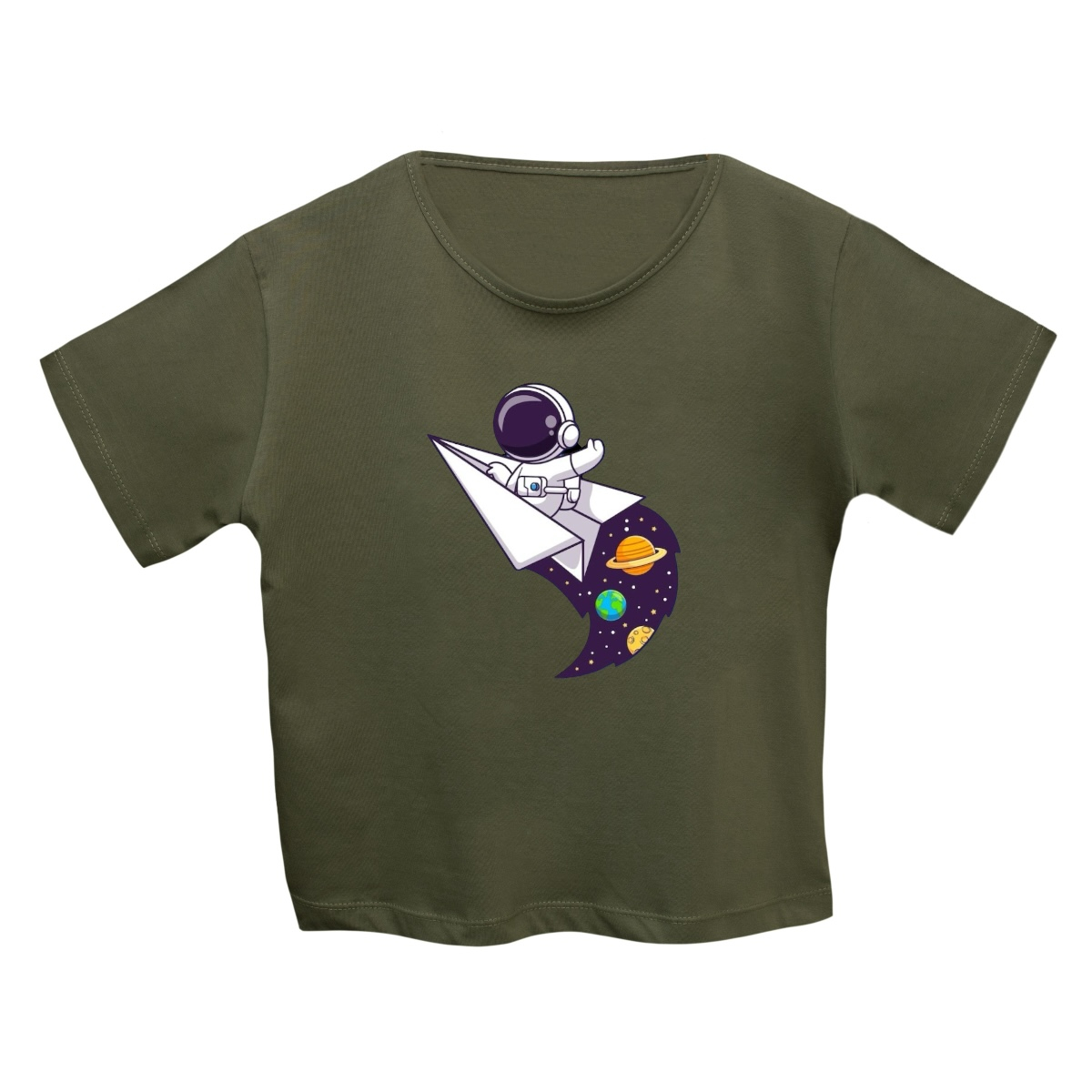 کراپ‌تی شرت آستین کوتاه زنانه مدل فضانورد کد 11