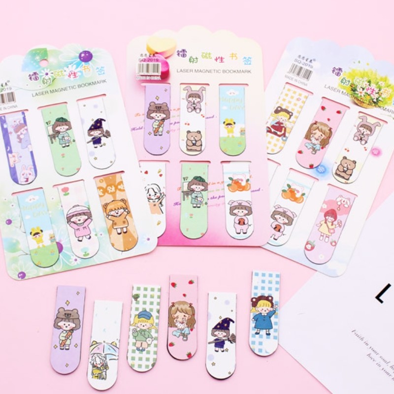 ست 6 عددی بوک مارکر مگنتی دختر بوک مارکر شان گذار کتاب 6 تایی آهنربایی