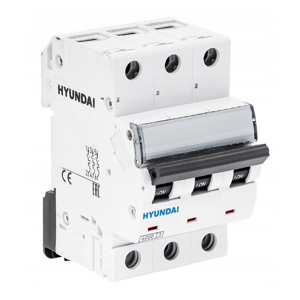 کلید مینیاتوری 6 آمپر سه پل هیوندای کد B6-6KA-3P